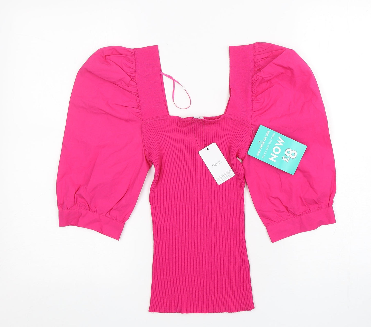 NEXT Womens Pink Square Neck  Viscose Pullover Jumper Size 8
