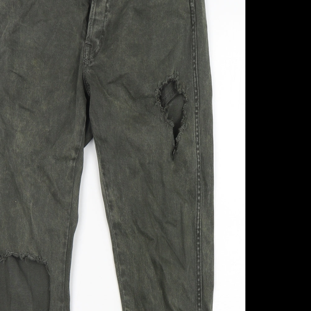 Zara Womens Green  Cotton Skinny Jeans Size 32 in L28 in Regular