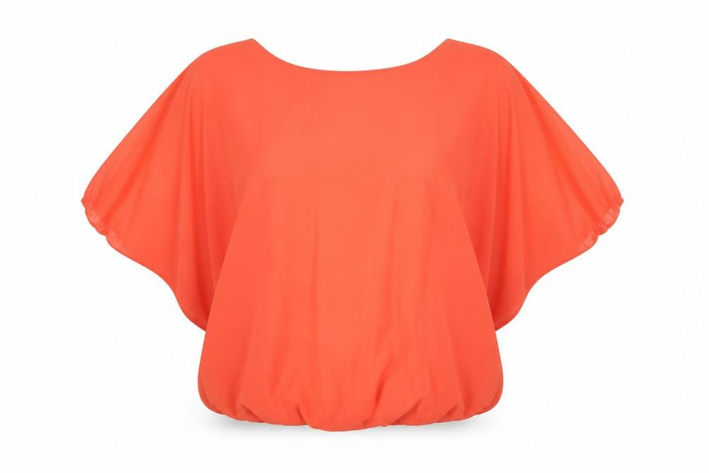 Select Womens Orange  Polyester Basic Blouse Size 12 Round Neck