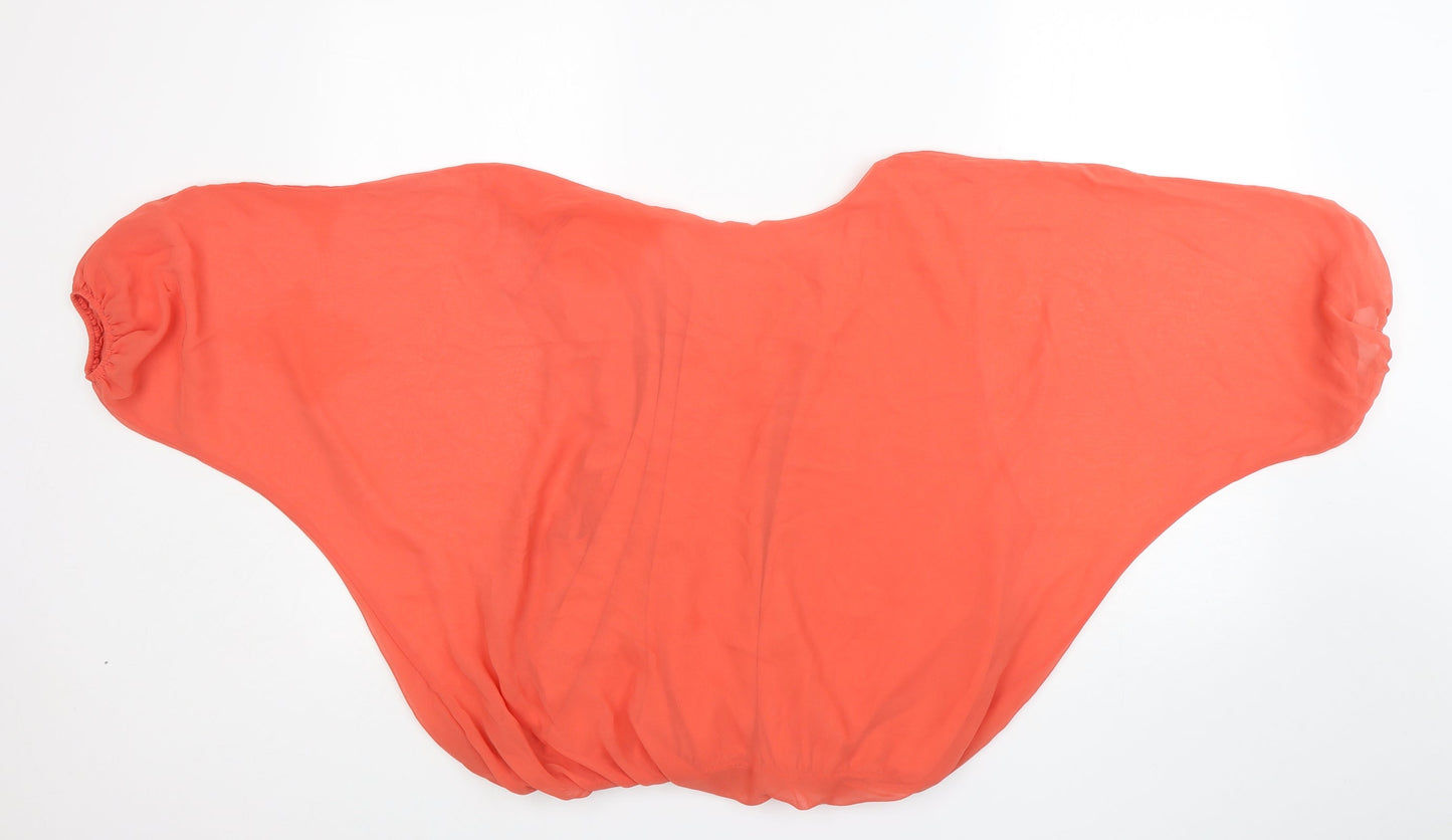 Select Womens Orange  Polyester Basic Blouse Size 12 Round Neck