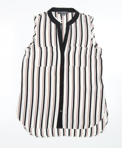 Preloved Primark Womens Multicoloured Striped Polyester Basic Button-Up Size 8 V-Neck - Front
