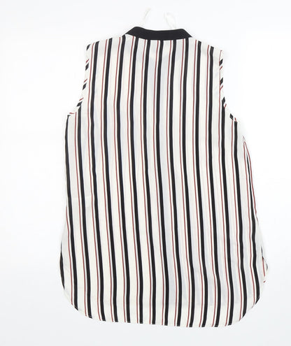Preloved Primark Womens Multicoloured Striped Polyester Basic Button-Up Size 8 V-Neck - Back