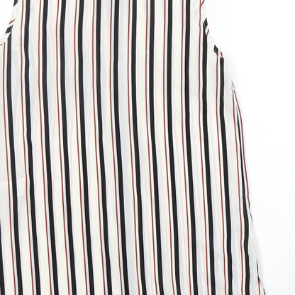 Preloved Primark Womens Multicoloured Striped Polyester Basic Button-Up Size 8 V-Neck - Label