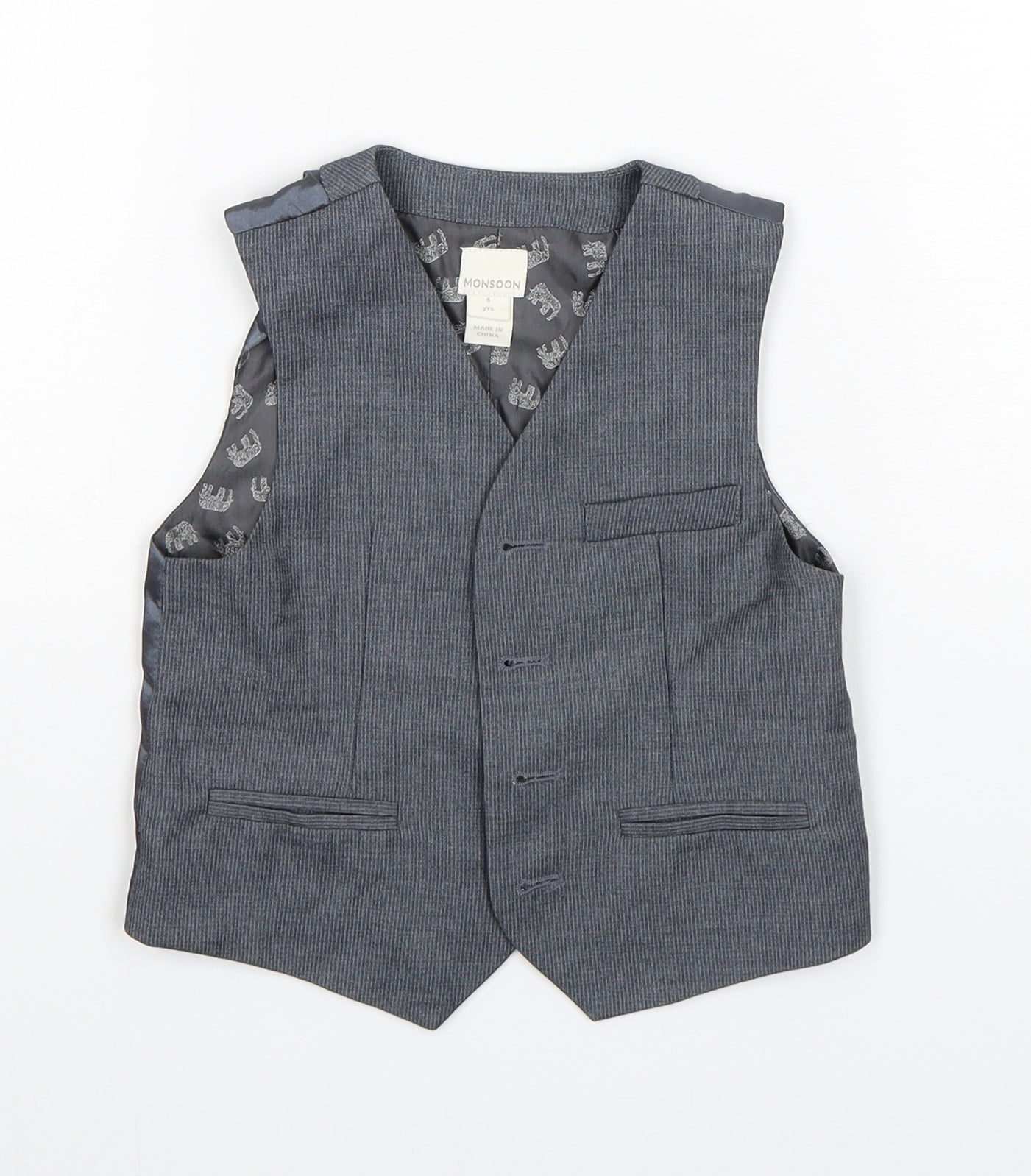 Monsoon  Boys Grey   Jacket Waistcoat Size 4 Years