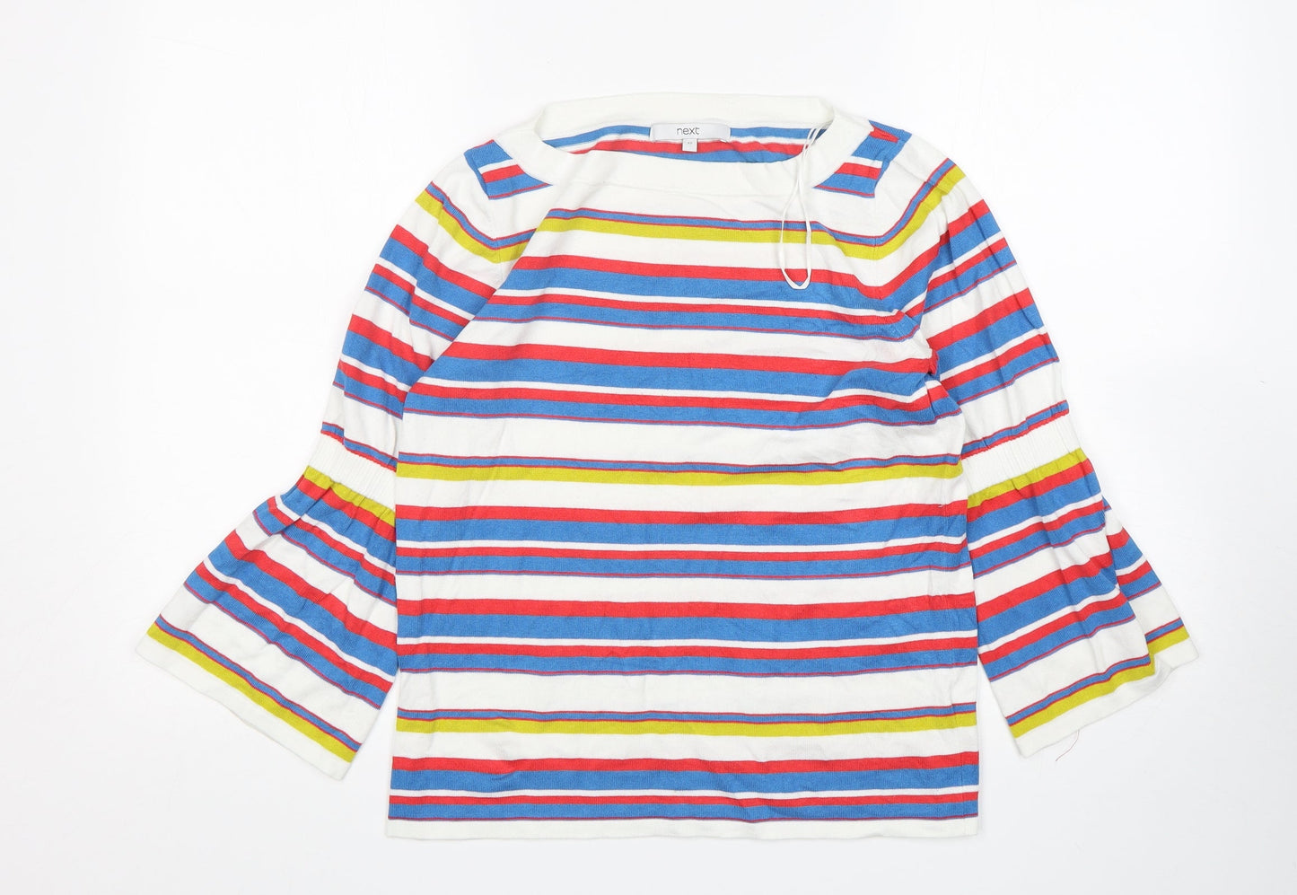 NEXT Womens Multicoloured Round Neck Striped Viscose Pullover Jumper Size 12