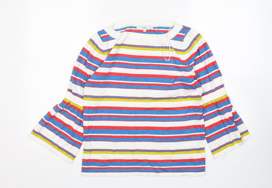 NEXT Womens Multicoloured Round Neck Striped Viscose Pullover Jumper Size 12
