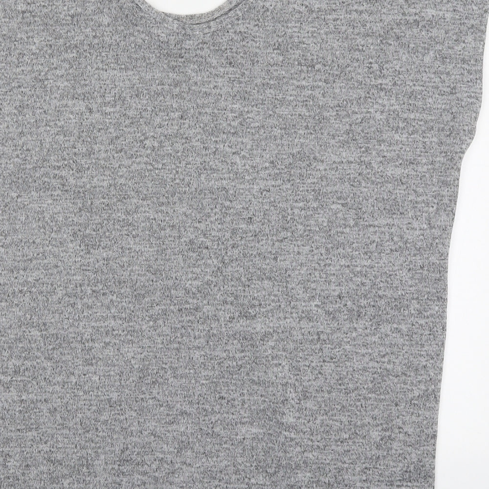 Boohoo Womens Grey  Polyester Basic T-Shirt Size 8 Round Neck