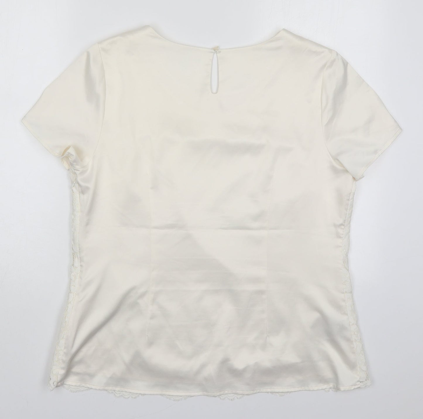 Soon Womens Ivory  Polyester Basic T-Shirt Size 16 Round Neck