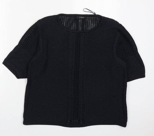 Marks and Spencer Womens Blue Round Neck  Polyester Pullover Jumper Size 14