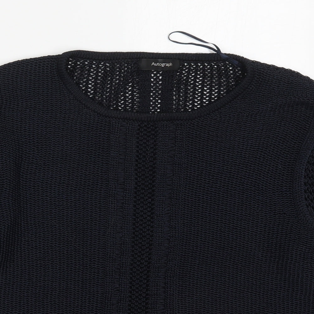 Marks and Spencer Womens Blue Round Neck  Polyester Pullover Jumper Size 14
