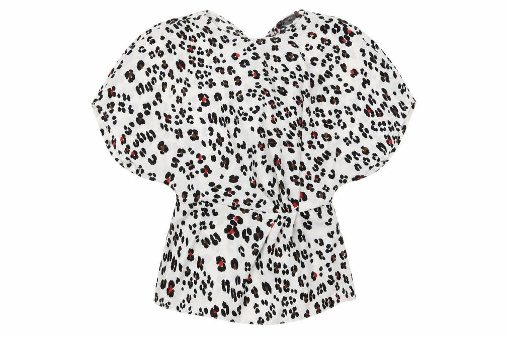 Primark Womens White Animal Print Polyester Basic Blouse Size 12 Round Neck