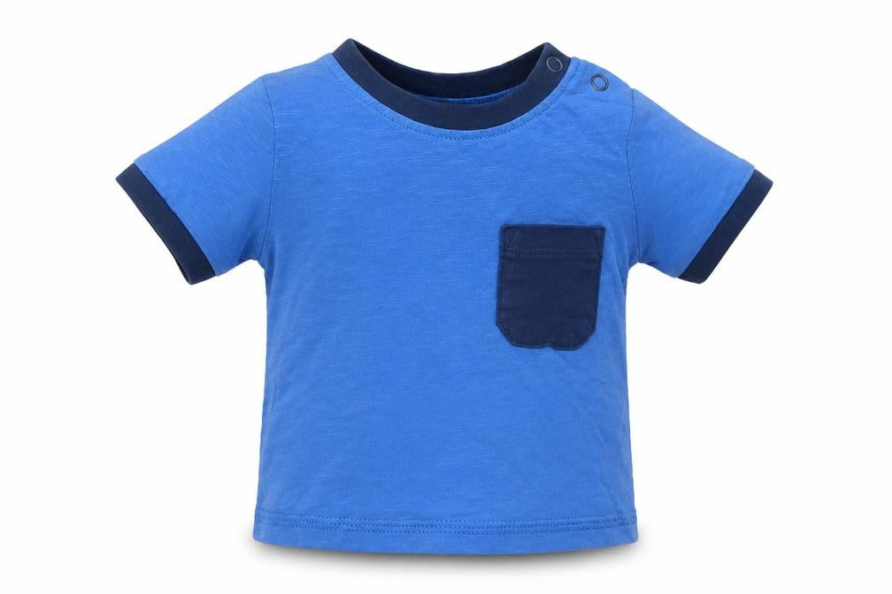 TU Boys Blue  Cotton Basic T-Shirt Size 0-3 Months Crew Neck Pullover