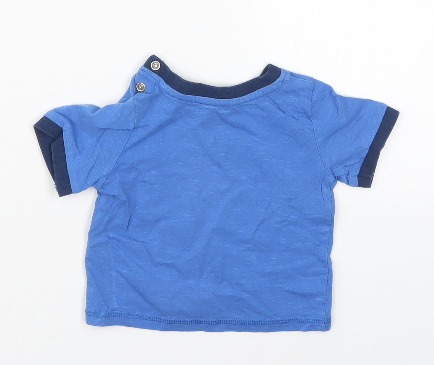 TU Boys Blue  Cotton Basic T-Shirt Size 0-3 Months Crew Neck Pullover