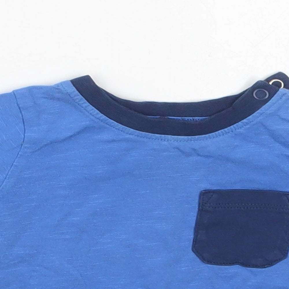 TU Boys Blue  Cotton Basic T-Shirt Size 0-3 Months Crew Neck Pullover