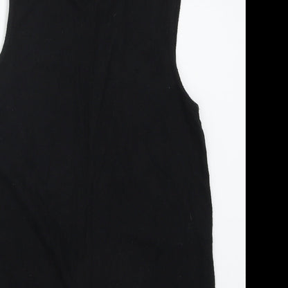 Preloved River Island Womens Black  Viscose Basic Tank Size 6 Round Neck - Detail