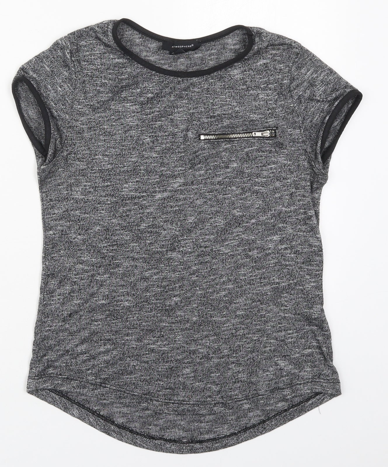 Atmosphere Womens Grey  Viscose Basic T-Shirt Size 6 Round Neck