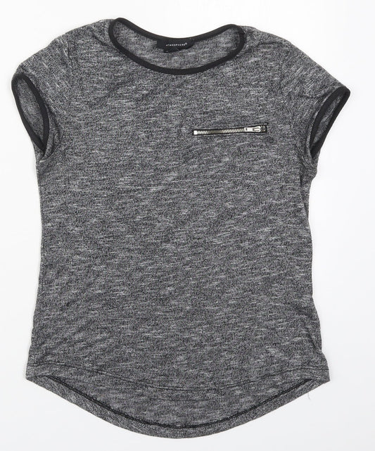 Atmosphere Womens Grey  Viscose Basic T-Shirt Size 6 Round Neck