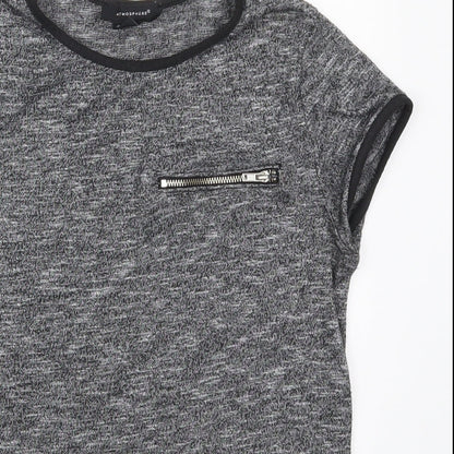 Preloved Atmosphere Womens Grey  Viscose Basic T-Shirt Size 6 Round Neck - Detail
