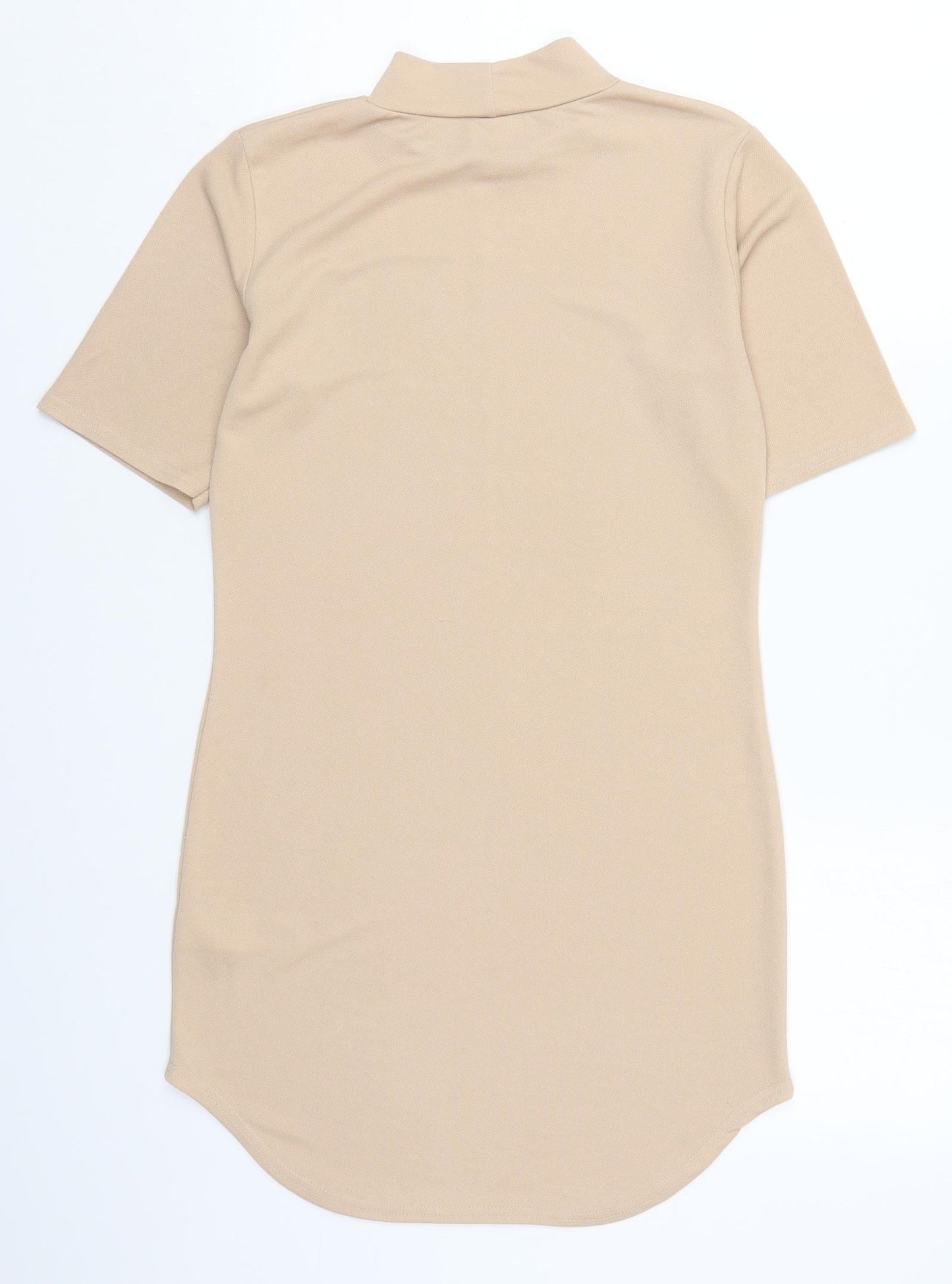 Cameo Rose Womens Beige  Polyester Basic T-Shirt Size 10 Mock Neck