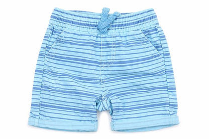 So Cute Boys Blue Striped 100% Cotton Cropped Trousers Size 12-18 Months   - Shorts