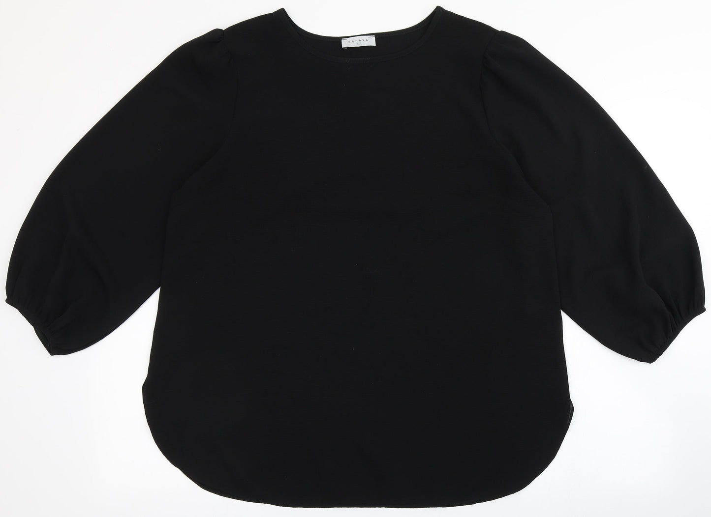 Papaya Womens Black  Polyester Basic Blouse Size 14 Round Neck