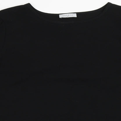 Preloved Papaya Womens Black  Polyester Basic Blouse Size 14 Round Neck - Detail