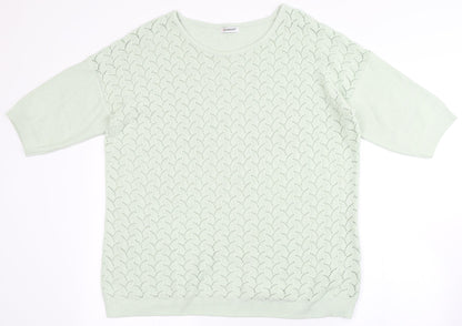 Damart Womens Green Round Neck  Acrylic Pullover Jumper Size L