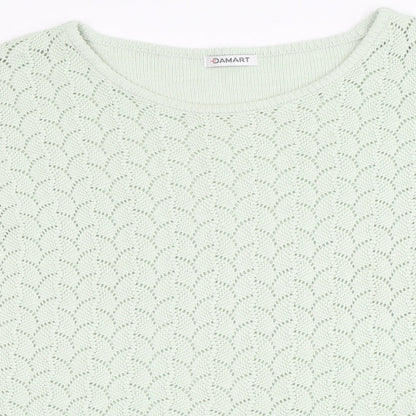 Damart Womens Green Round Neck  Acrylic Pullover Jumper Size L