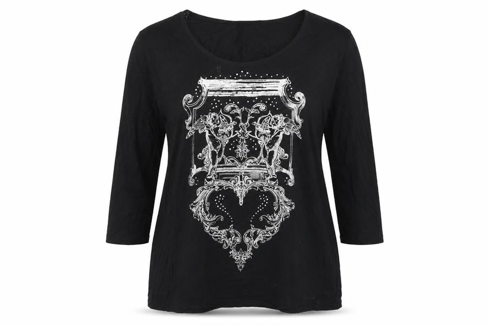 Antthony Womens Black  Viscose Basic T-Shirt Size XL Round Neck
