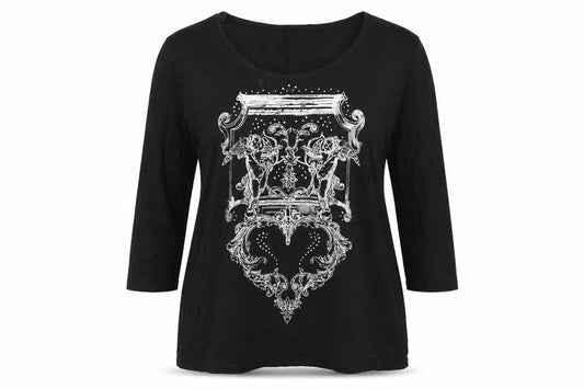 Antthony Womens Black  Viscose Basic T-Shirt Size XL Round Neck