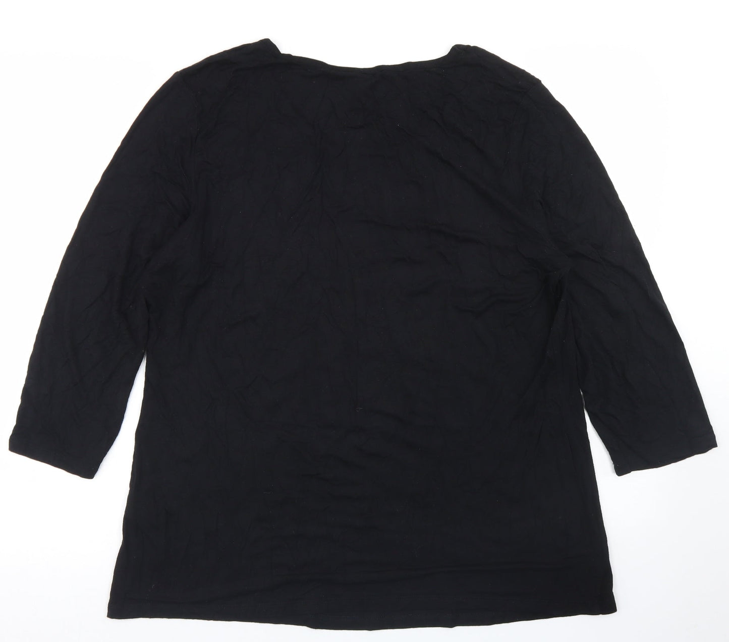 Antthony Womens Black  Viscose Basic T-Shirt Size XL Round Neck