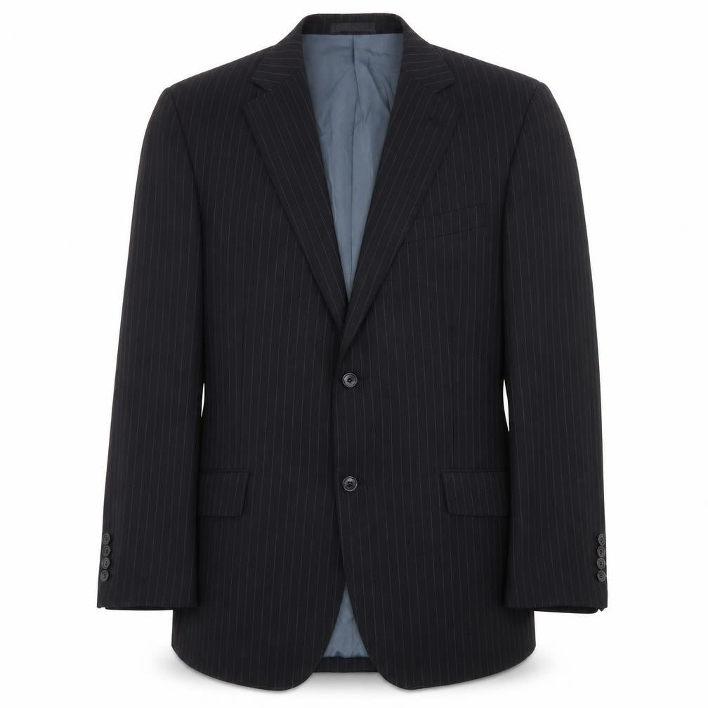 Greenwoods Mens Black Striped Polyester Jacket Blazer Size 42