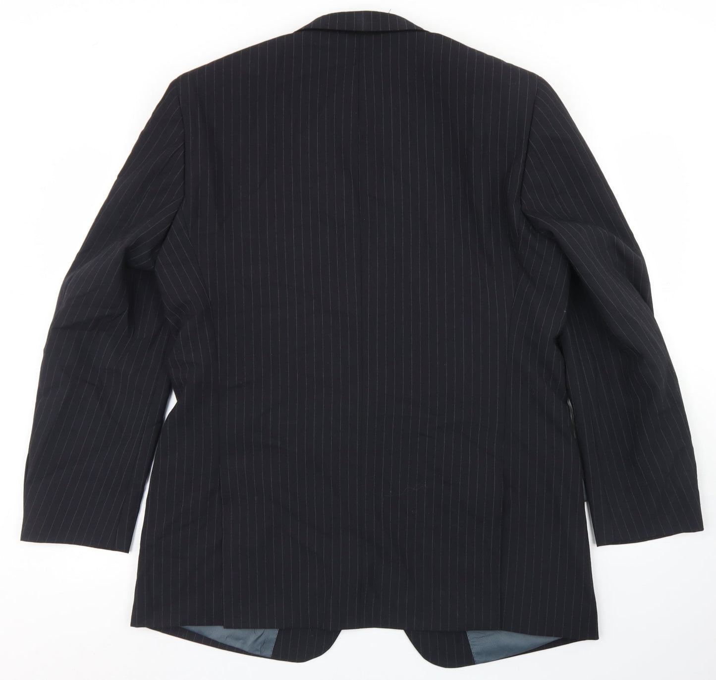 Greenwoods Mens Black Striped Polyester Jacket Blazer Size 42