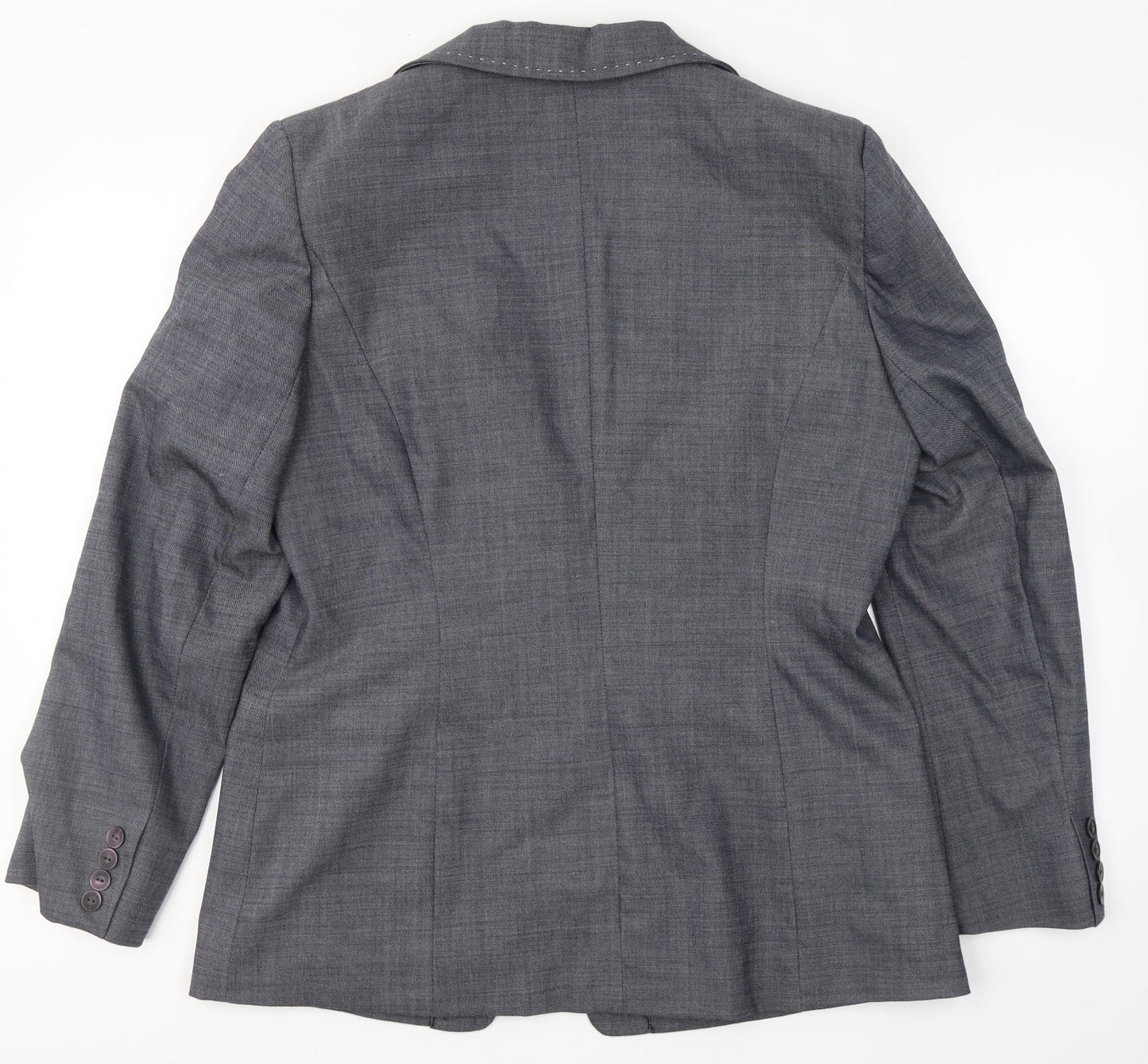 For Women Womens Grey  Polyester Jacket Blazer Size 14   - Padded Shoulders