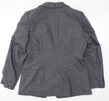 Preloved For Women Womens Grey  Polyester Jacket Blazer Size 14   - Padded Shoulders - Back