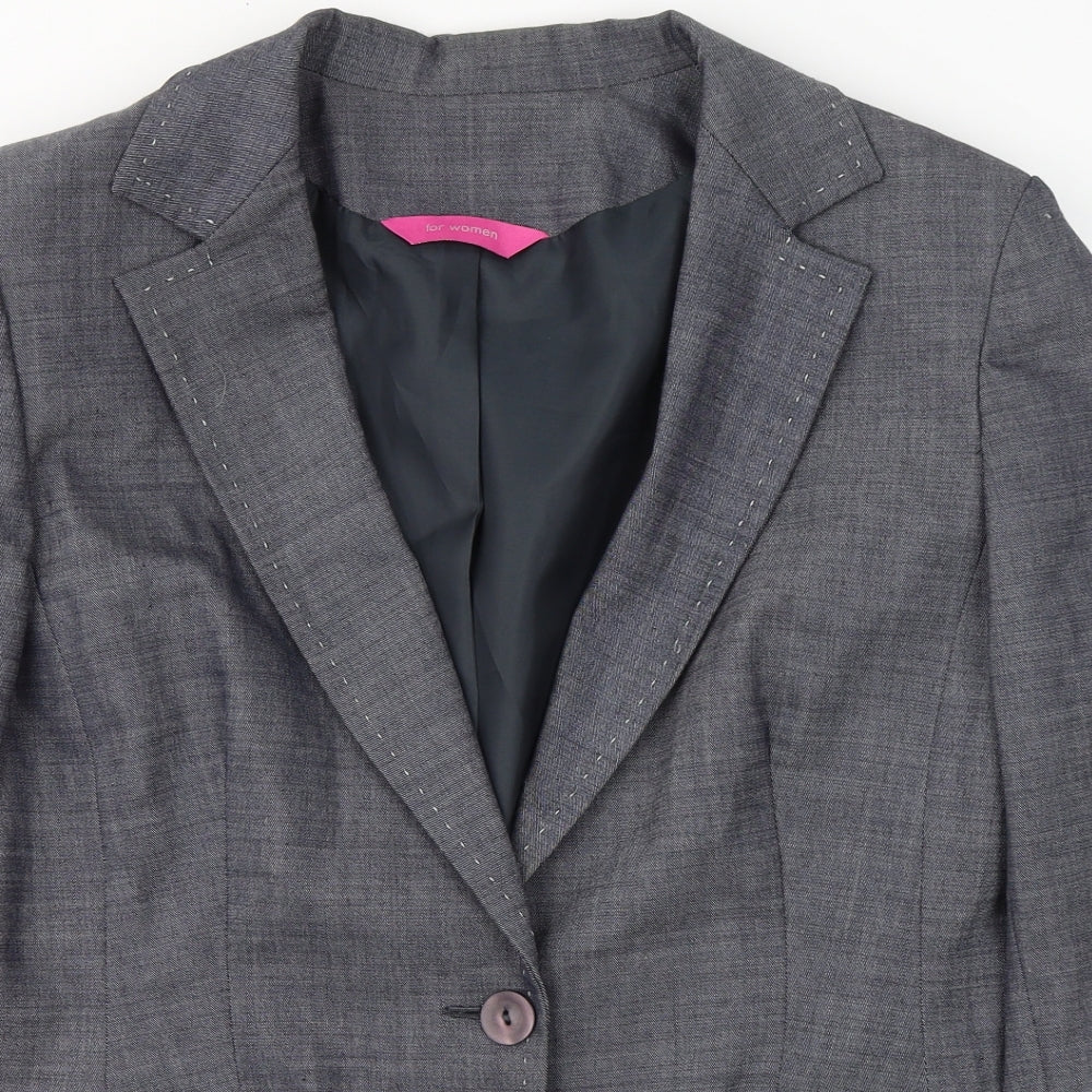 For Women Womens Grey  Polyester Jacket Blazer Size 14   - Padded Shoulders