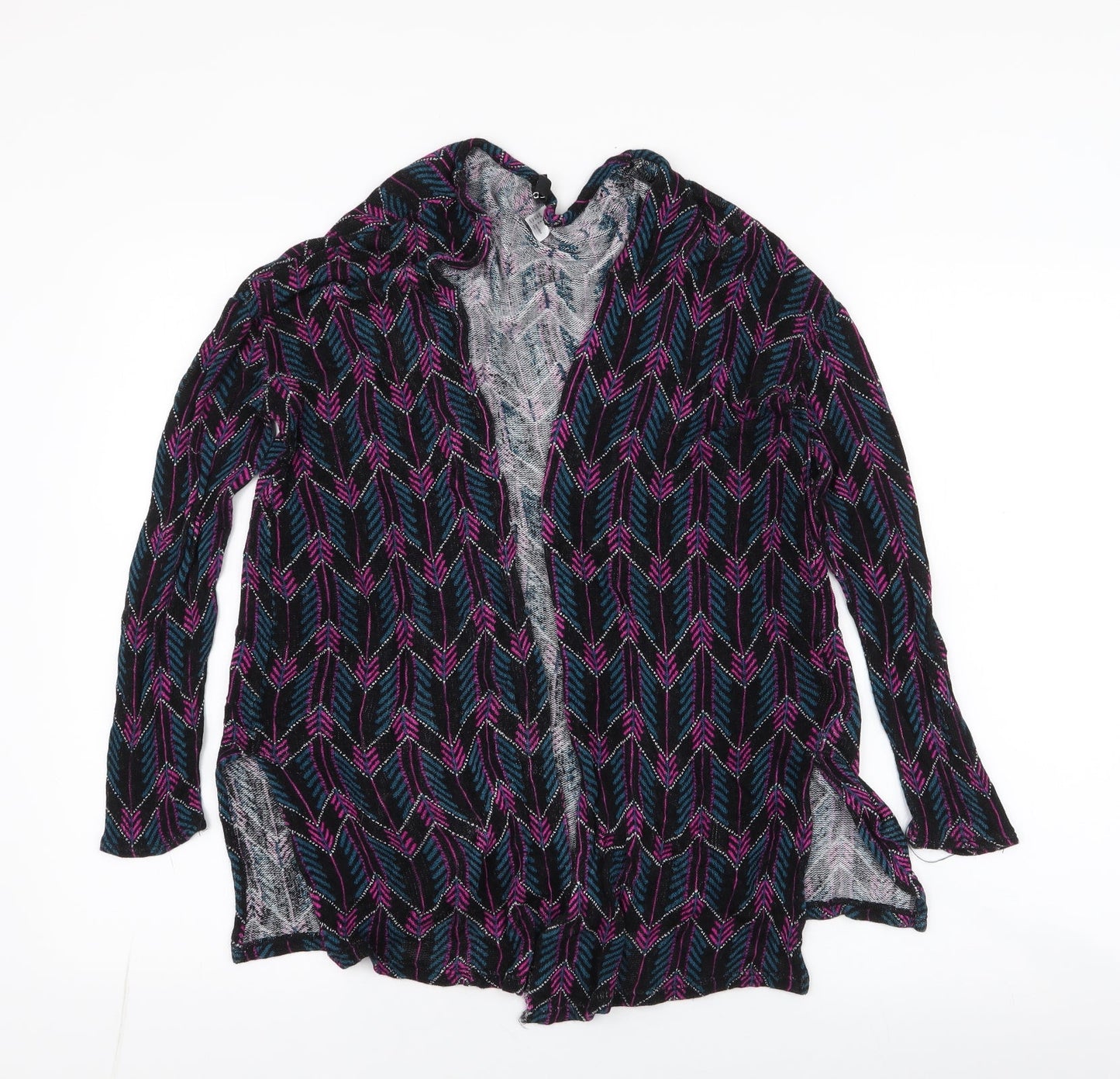 H&M Womens Multicoloured Round Neck Geometric Viscose Cardigan Jumper Size S
