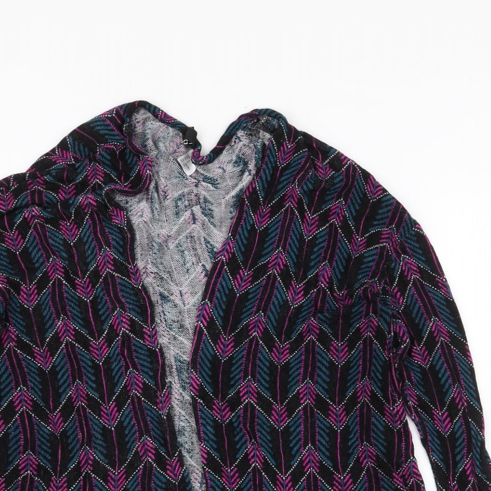 H&M Womens Multicoloured Round Neck Geometric Viscose Cardigan Jumper Size S