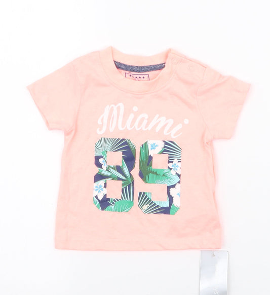 Early Days  Orange Floral Polyester Jersey T-Shirt Size 6-9 Months Round Neck Pullover - miami 89