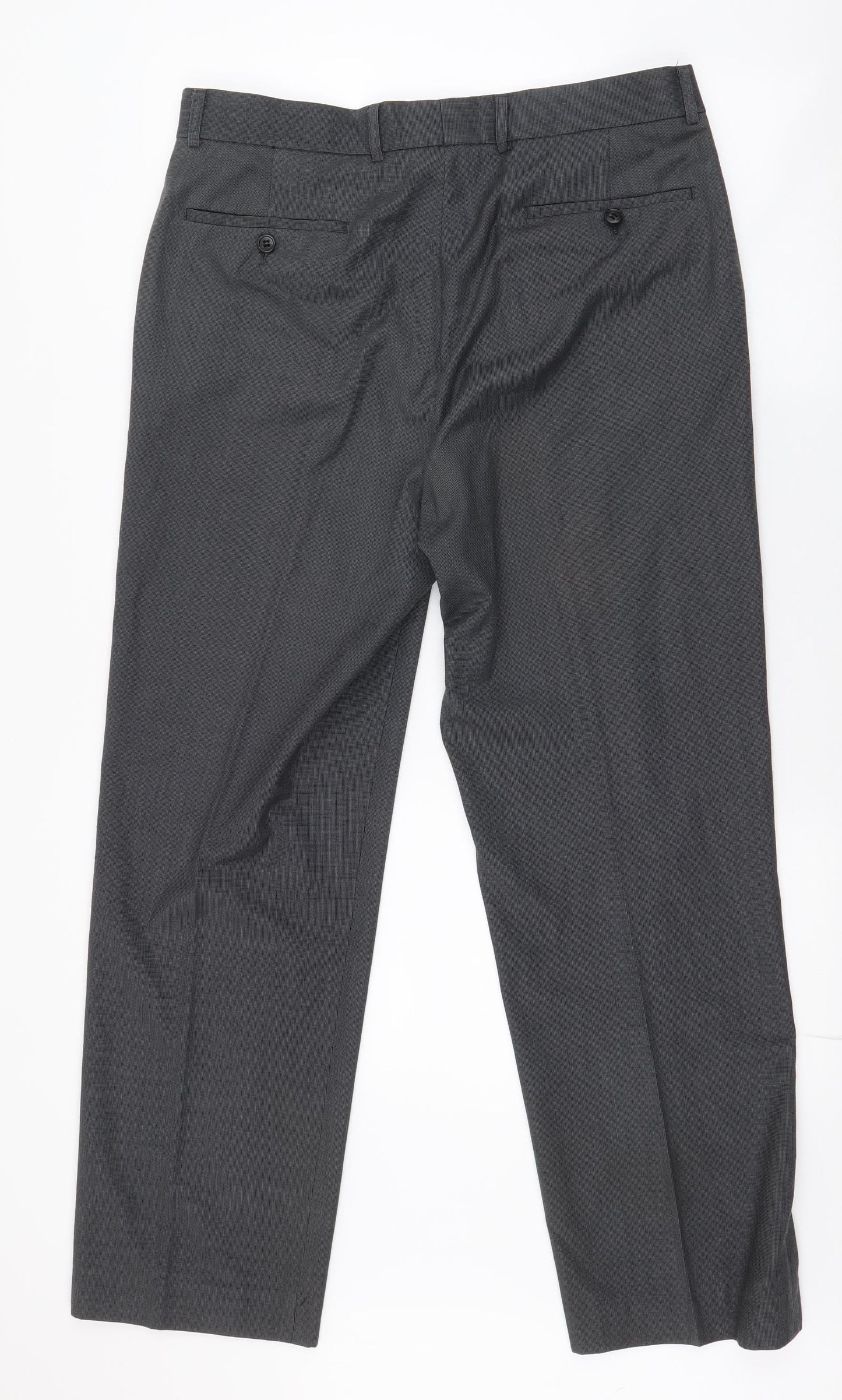 BHS Mens Grey  Polyester Dress Pants Trousers Size 33 in L29 in Regular Zip