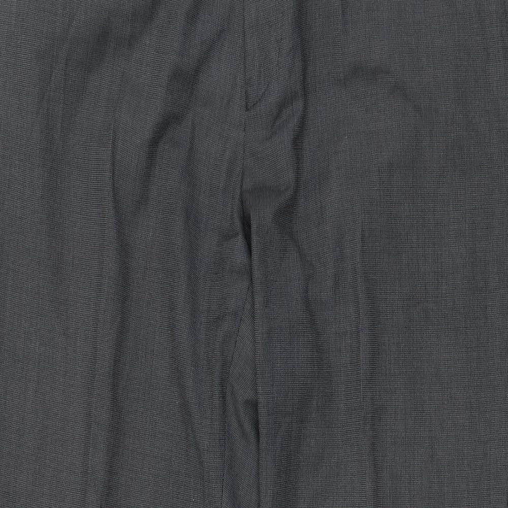 BHS Mens Grey  Polyester Dress Pants Trousers Size 33 in L29 in Regular Zip