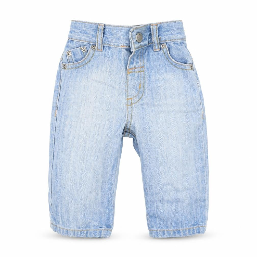 Next Boys Blue  100% Cotton Cargo Jeans Size 3-6 Months  Button