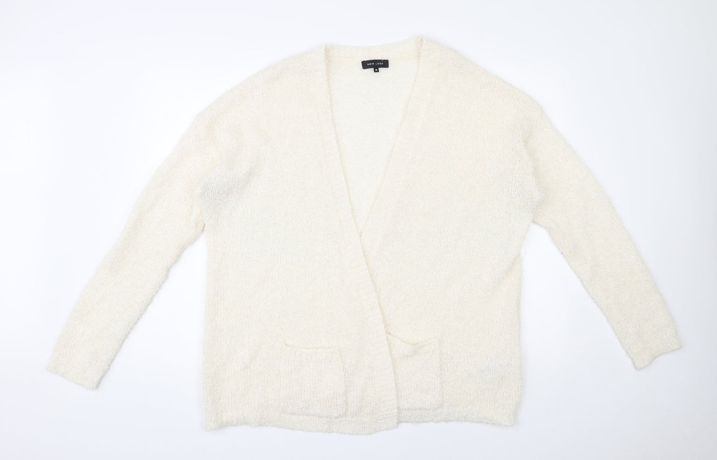 New Look Womens Ivory Round Neck  Acrylic Cardigan Jumper Size 18