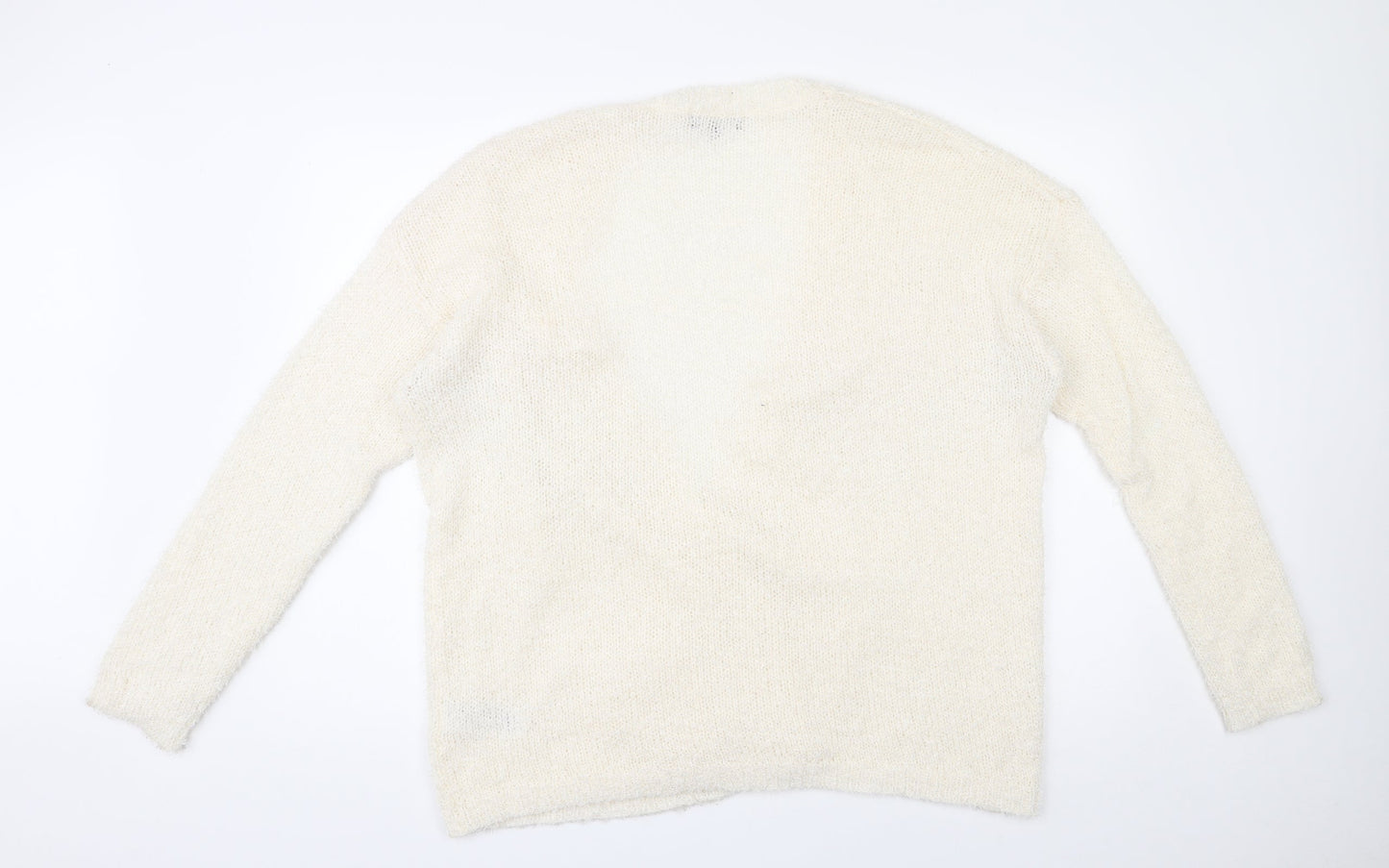 New Look Womens Ivory Round Neck  Acrylic Cardigan Jumper Size 18