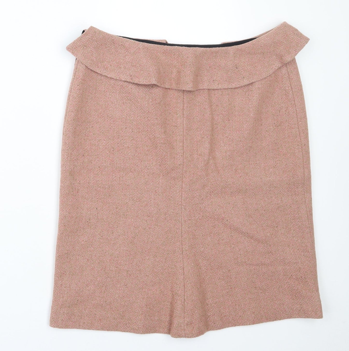 Joseph  Womens Pink Herringbone Wool A-Line Skirt Size 10   Zip