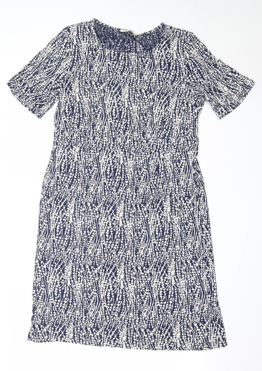 Adini Womens Blue  Viscose Fit & Flare  Size M  Round Neck