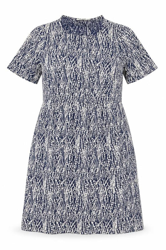 Adini Womens Blue  Viscose Fit & Flare  Size M  Round Neck