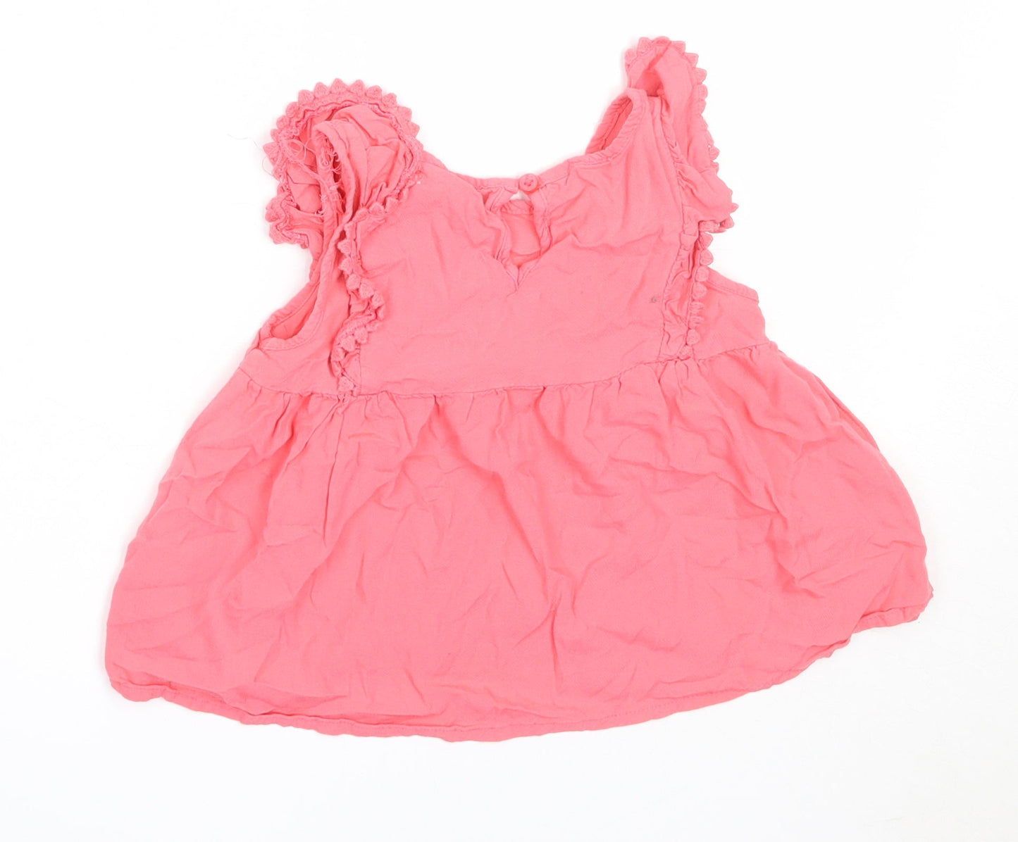 Primark Girls Pink  Viscose Basic Tank Size 5-6 Years Round Neck