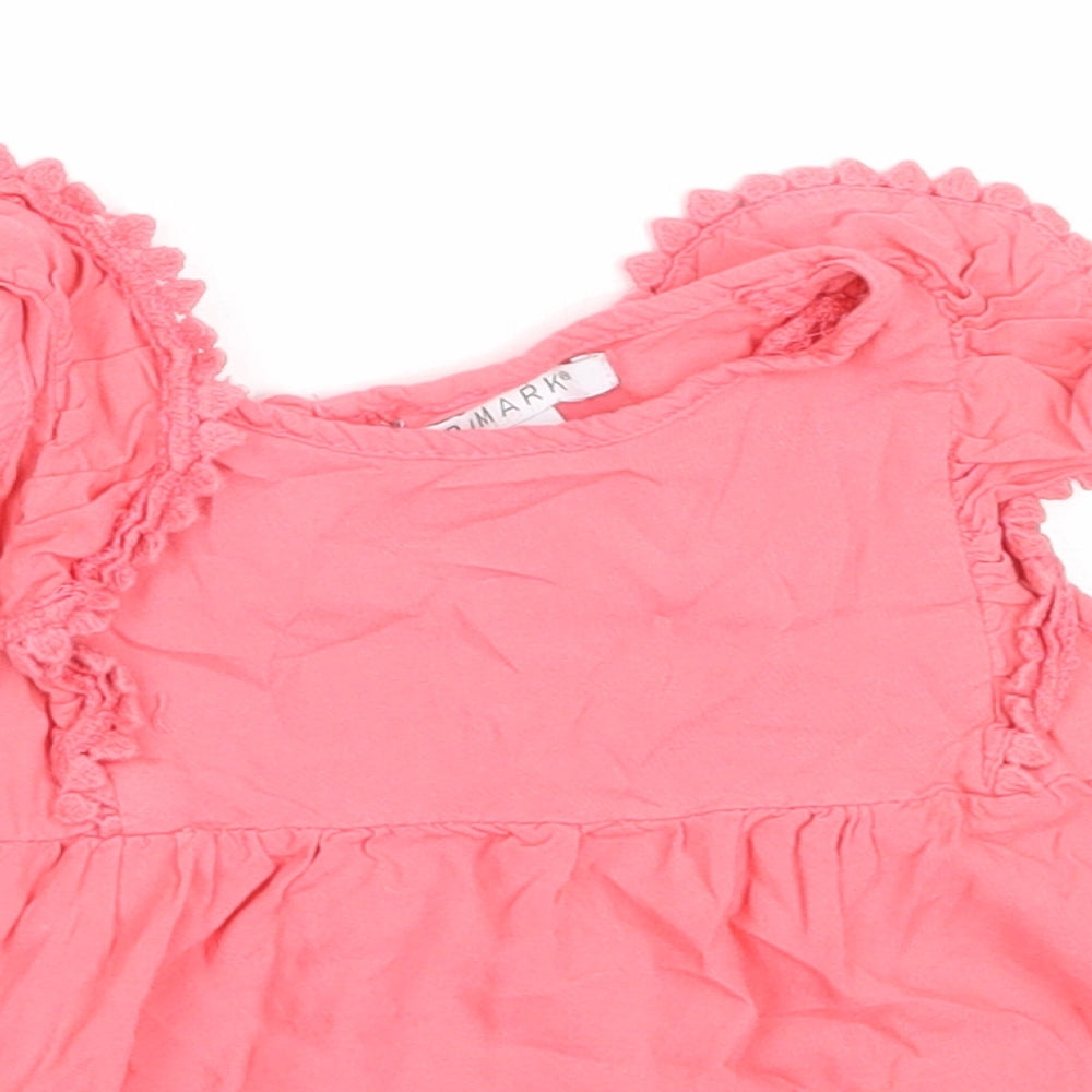 Primark Girls Pink  Viscose Basic Tank Size 5-6 Years Round Neck