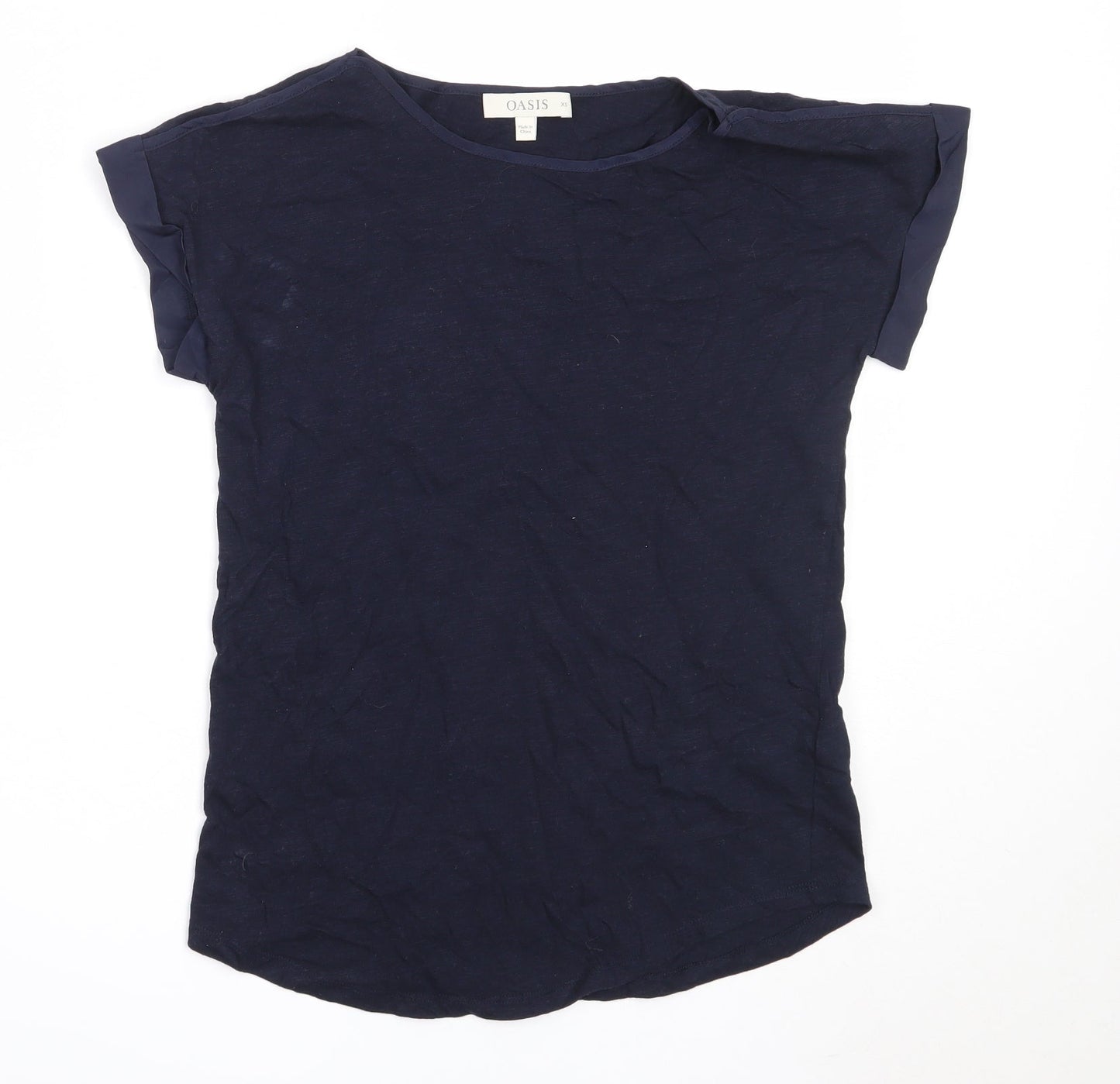 Oasis Womens Blue  Cotton Basic T-Shirt Size XS Round Neck